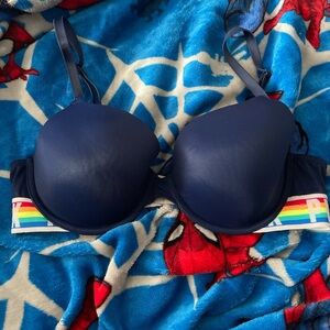 Victoria's Secret T-shirt Navy Bra with Rainbow Accent